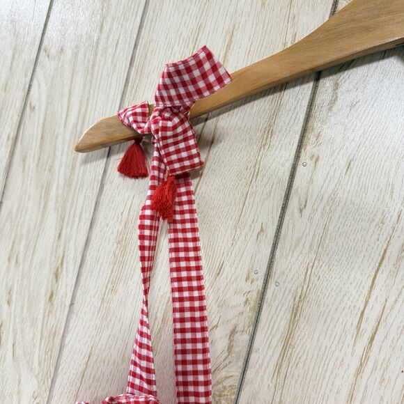 Old Navy Smocked Tie-Shoulder Red White Gingham Sleeveless Top - Picture 6 of 6